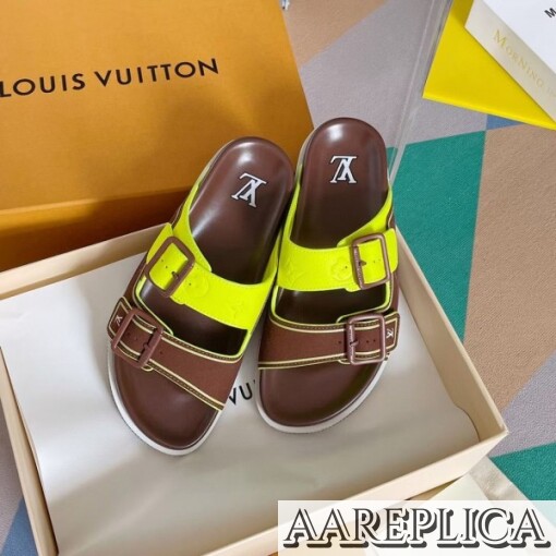 Replica Louis Vuitton LV Trainer Mules In Brown Suede Leather 8