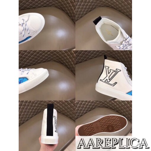 Replica Louis Vuitton Tattoo Sneaker Boots In White Textile 8