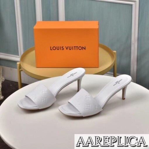 Replica Louis Vuitton Revival Mules 55mm In White Monogram Lambskin 2