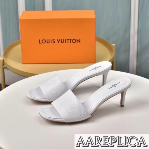 Replica Louis Vuitton Revival Mules 55mm In White Monogram Lambskin 3