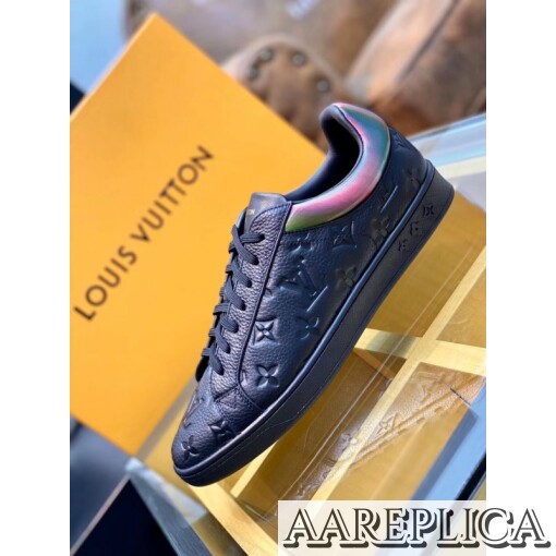 Replica Louis Vuitton Luxembourg Sneakers In Black Monogram Leather 4