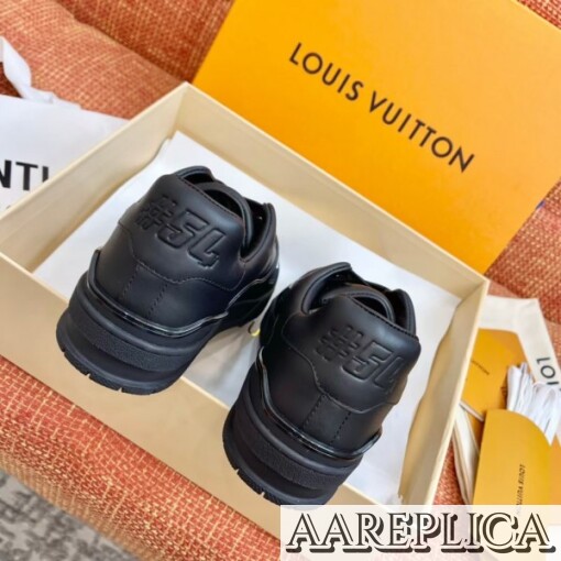 Replica Louis Vuitton Black LV Trainer Sneakers with Wool 5
