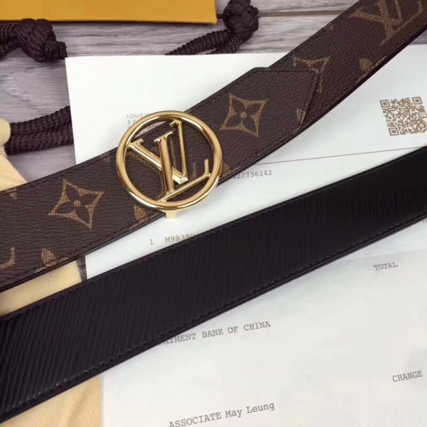 Louis Vuitton Reversible Monogram Canvas & Epi Leather 35mm LV Circle Belt