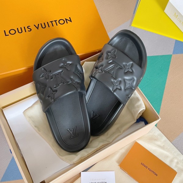 Louis Vuitton LV waterfront mules black new Rubber ref.209405
