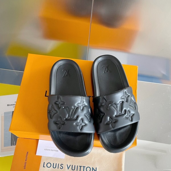Louis Vuitton LV waterfront mules black new Rubber ref.209405