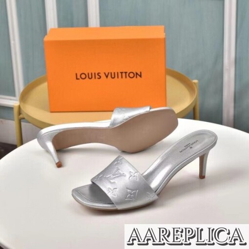 Replica Louis Vuitton Revival Mules 55mm In Silver Metallic Lambskin 6
