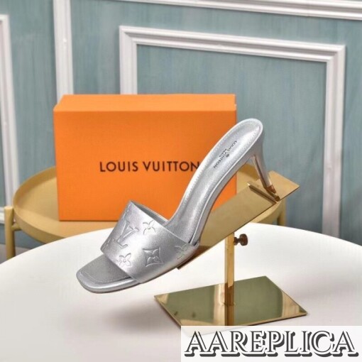 Replica Louis Vuitton Revival Mules 55mm In Silver Metallic Lambskin 7