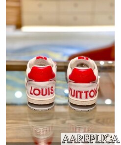 Replica Louis Vuitton LV Trainer Sneakers In Red/White Leather 2