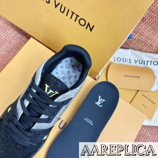 Replica Louis Vuitton LV Trainer Sneakers In Black Crystals 3