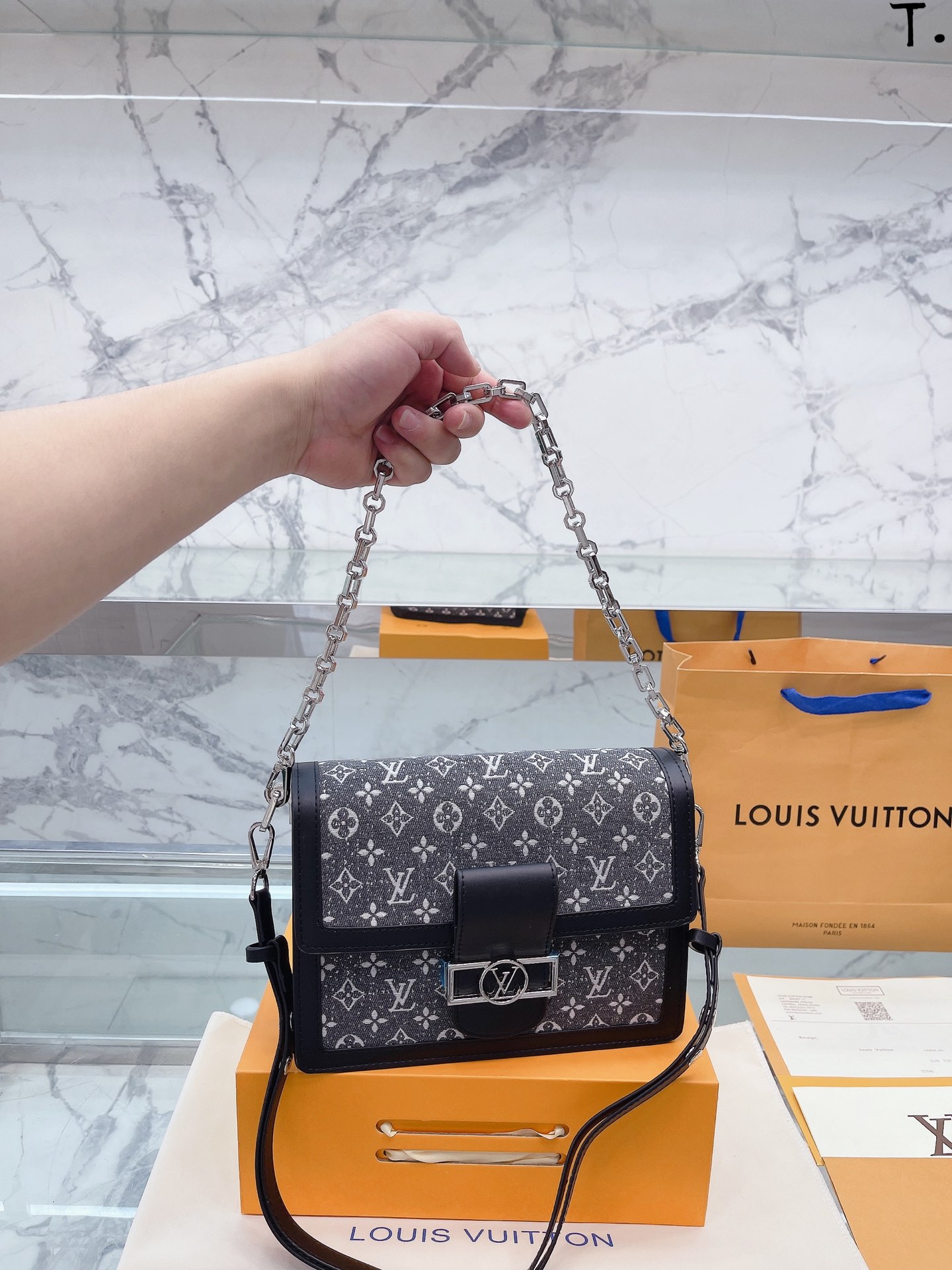 Replica Louis Vuitton DAUPHINE MM Bag Monogram Jacquard Denim M21458 2
