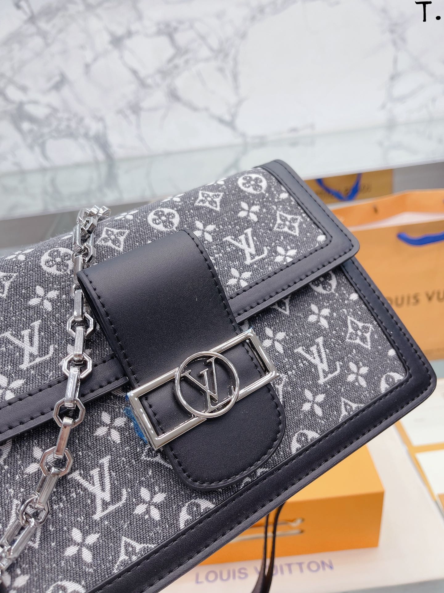 Replica Louis Vuitton Dauphine MM Bag In Grey Monogram Denim M21458 Fake  Wholesale