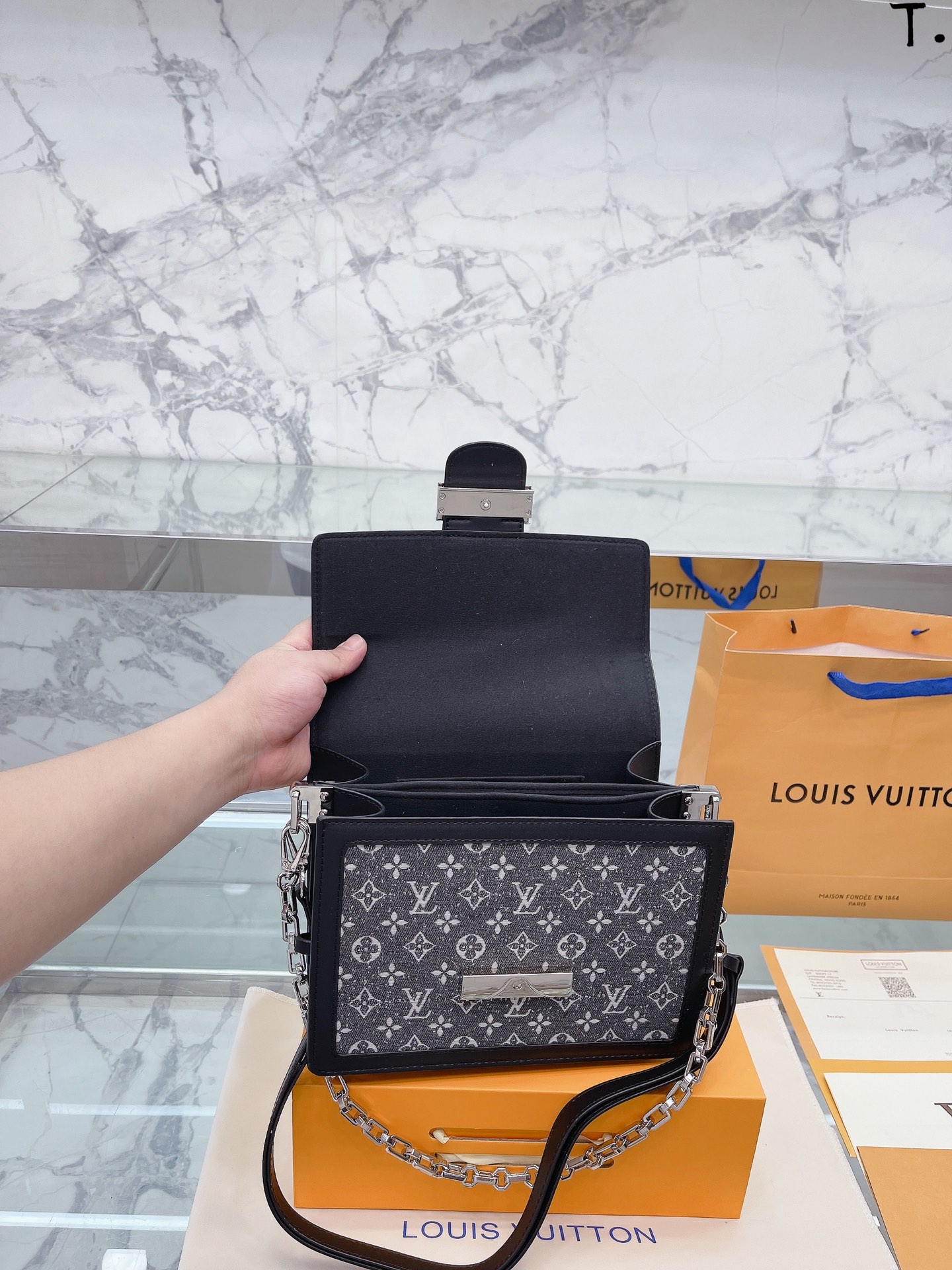 Replica Louis Vuitton Dauphine MM Bag In Grey Monogram Denim M21458 Fake  Wholesale