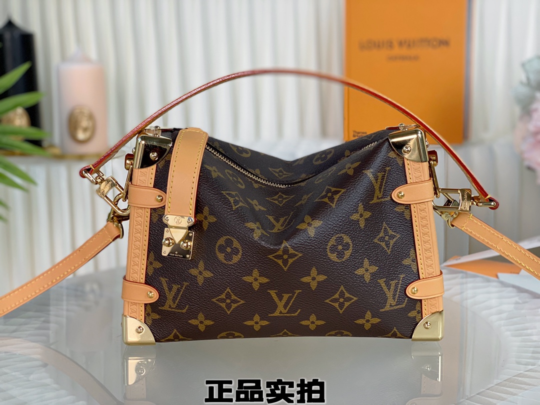 M46358-2 Louis Vuitton Monogram Canvas Side Trunk PM Handbag