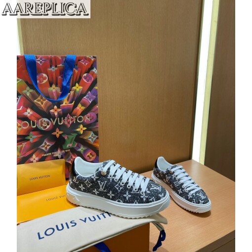 Replica Louis Vuitton gray Monogram denim Time Out Sneaker 1AAW2S 4