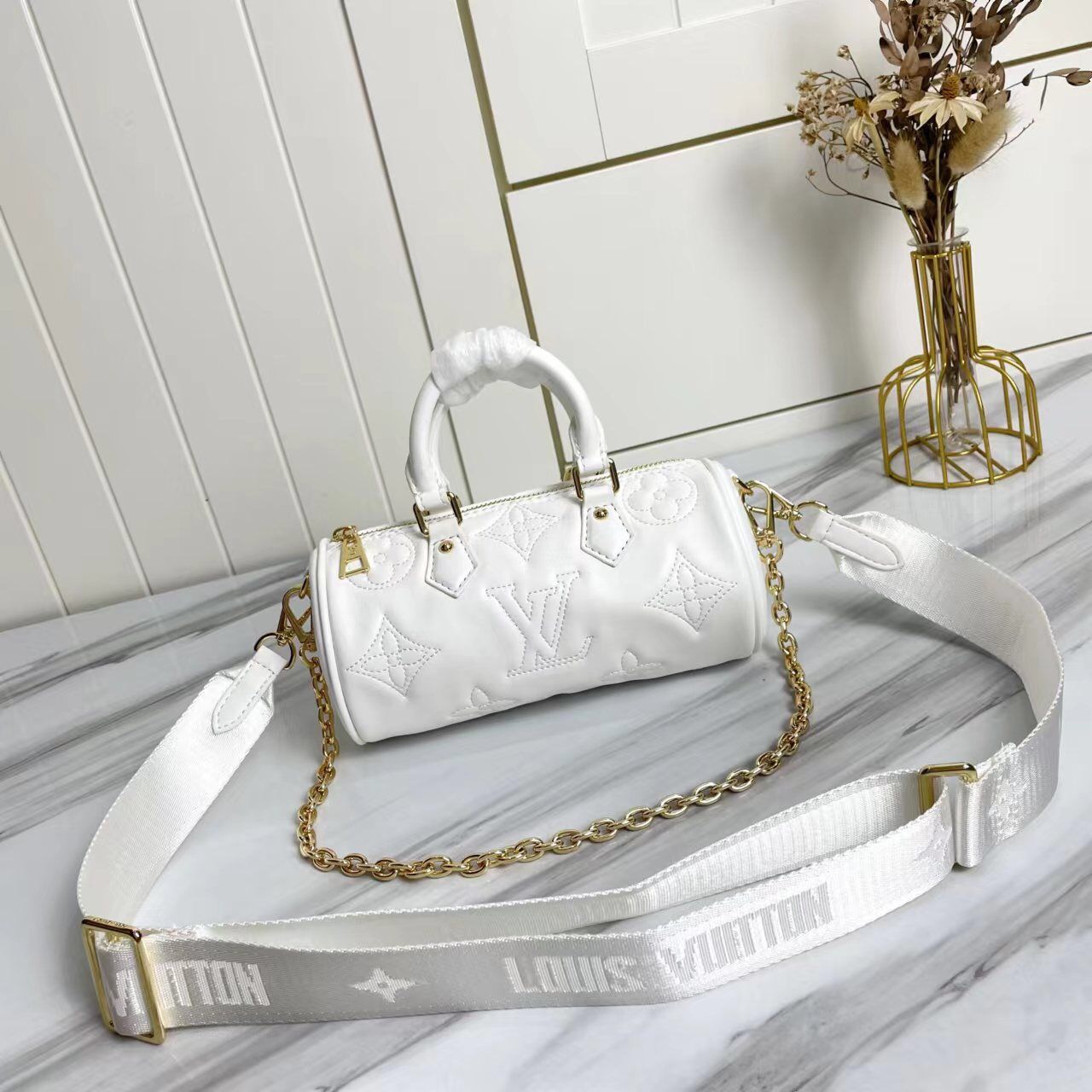 Replica Louis Vuitton LV PAPILLON BB Bag Snow White M59827 for 