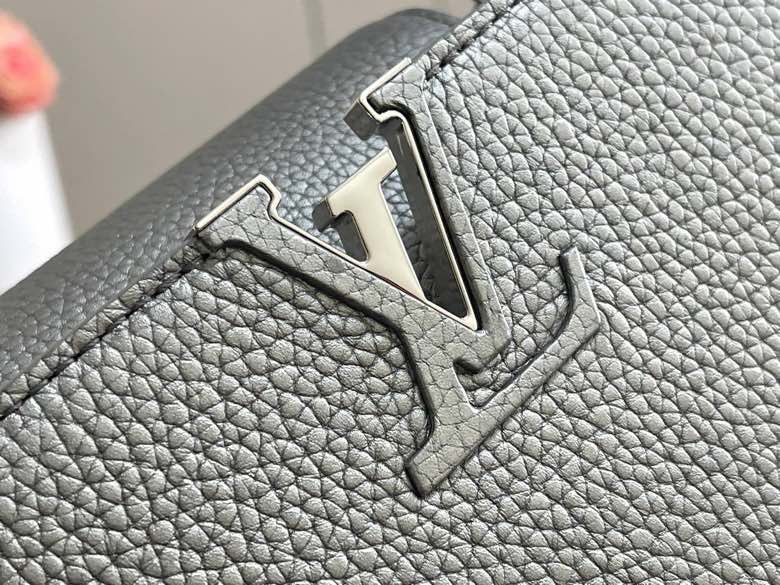 LOUIS VUITTON Silver Iridescent Leather Capucines BB Bag