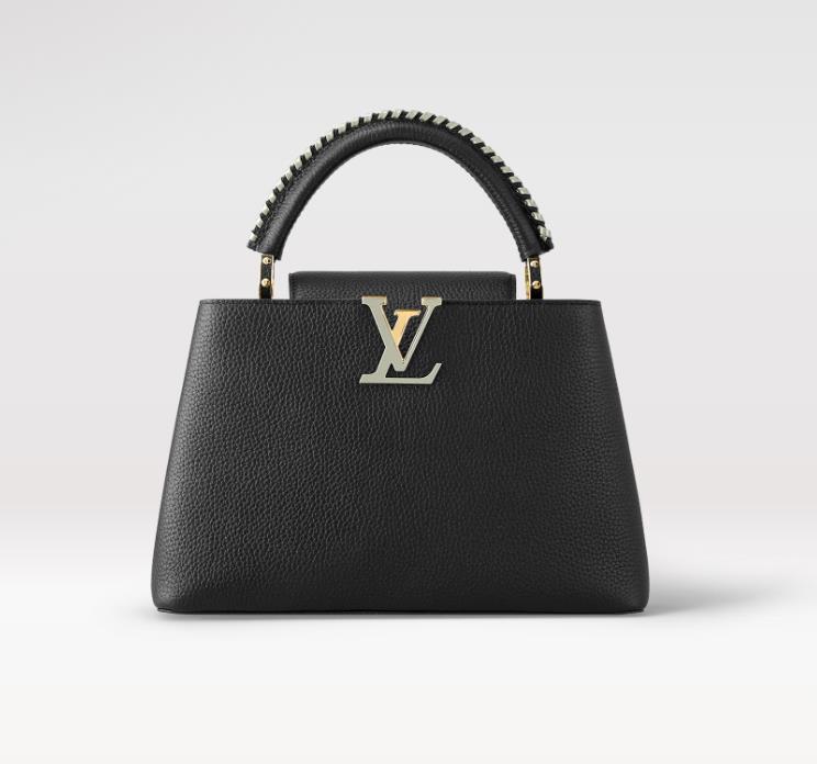 Louis Vuitton Metallic Calfskin Mini Capucines Silver Crossbody Chain Bag