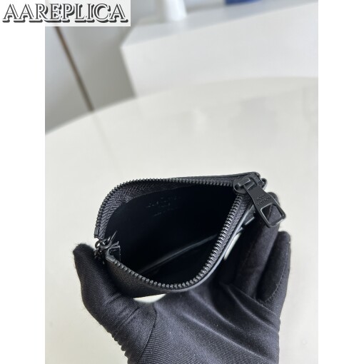 Replica Louis Vuitton Key Pouch Black Aerogram cowhide leather M81031 6