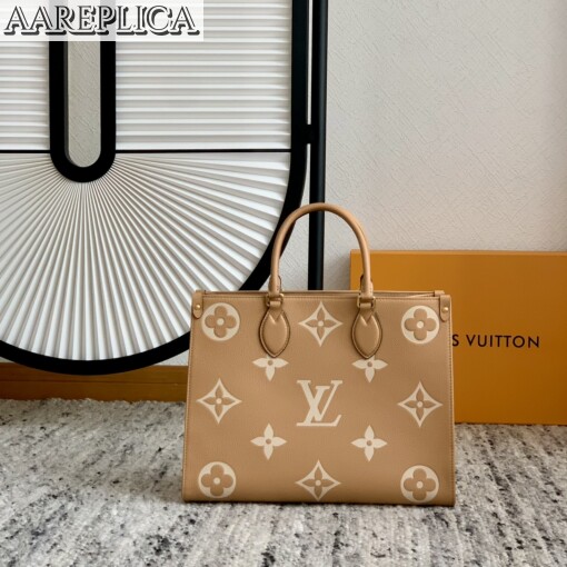 Replica Louis Vuitton LV ONTHEGO MM Arizona Beige Bag M45982 2