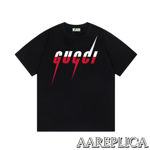 Replica GG T-shirt with Gucci Blade print Black