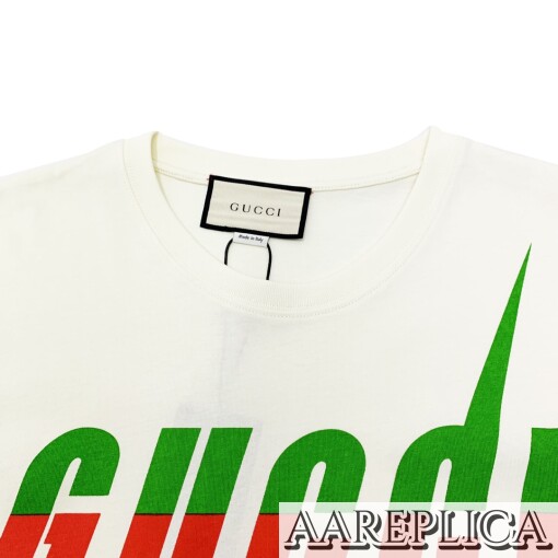 Replica GG T-shirt with Gucci Blade print White 3