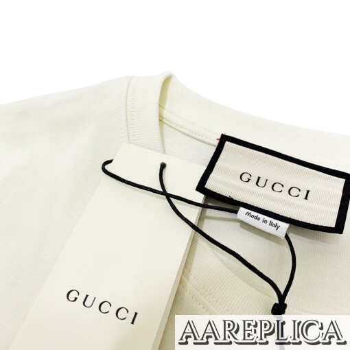 Replica GG T-shirt with Gucci Blade print White 4