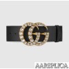 Replica Gucci GG Pre-owned Supreme Snake Print Belt Black Leather 10