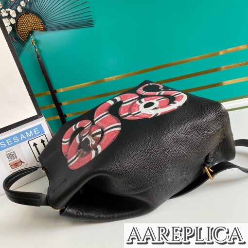Replica Gucci GG Leather Kingsnake Print Black Backpack 6