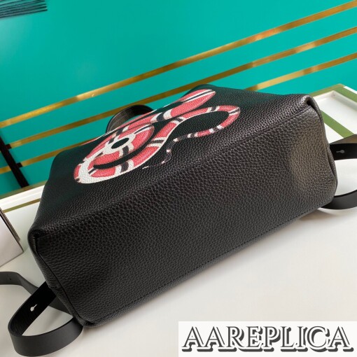 Replica Gucci GG Leather Kingsnake Print Black Backpack 7