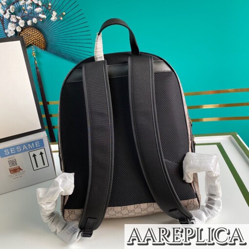 Replica Gucci GG Supreme Backpack Kingsnake Print Beige/Ebony 4