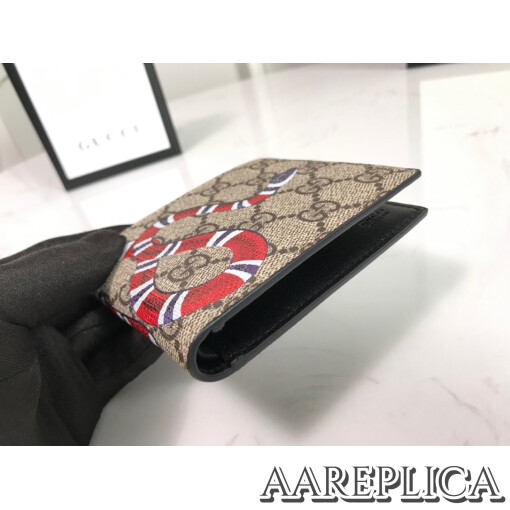 Replica Gucci Kingsnake print GG Supreme grey wallet 4