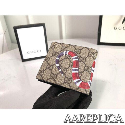 Replica Gucci Kingsnake print GG Supreme grey wallet 6