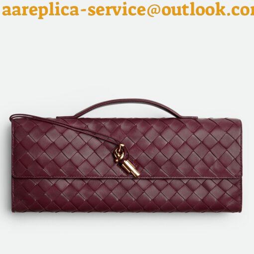 Replica Bottega Veneta Andiamo Clutch with Handle in Barolo Intrecciato Lambskin 4
