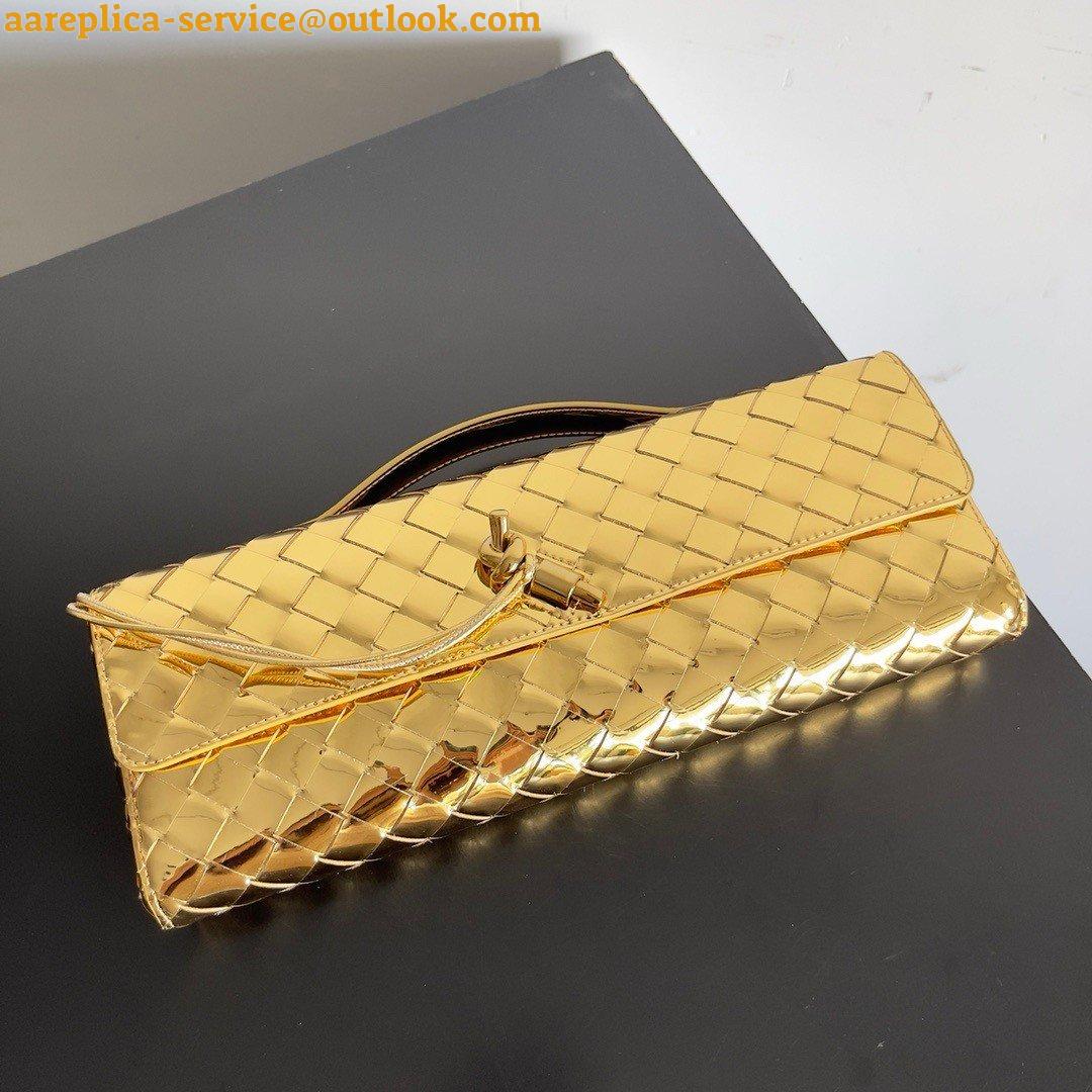 Replica Bottega Veneta Andiamo Clutch with Handle in Gold Metallic Leather 3 Replica Bottega Veneta Andiamo Clutch with Handle in Gold Metallic Leather 3