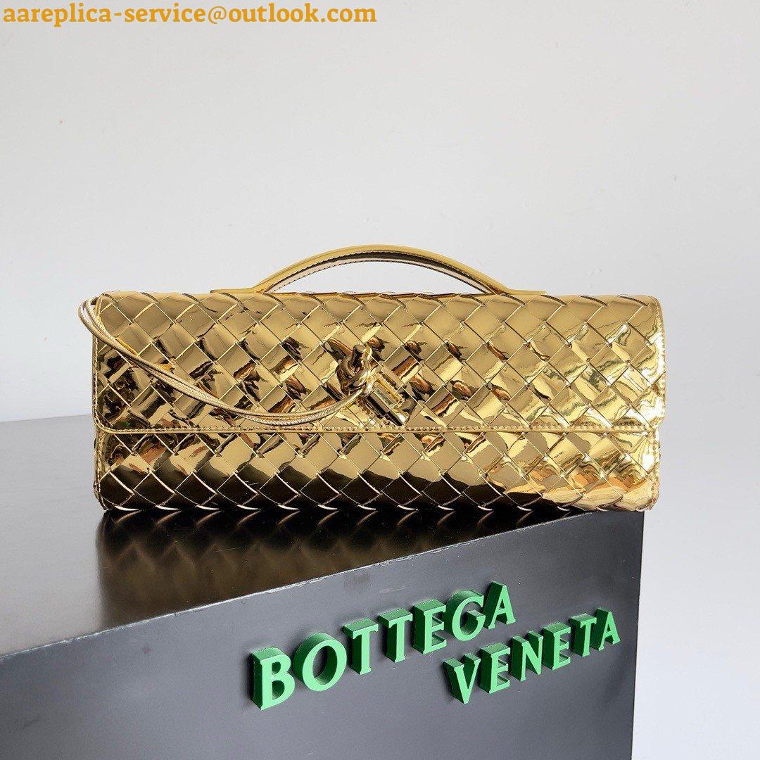 Replica Bottega Veneta Andiamo Clutch with Handle in Gold Metallic Leather 8 Replica Bottega Veneta Andiamo Clutch with Handle in Gold Metallic Leather 8