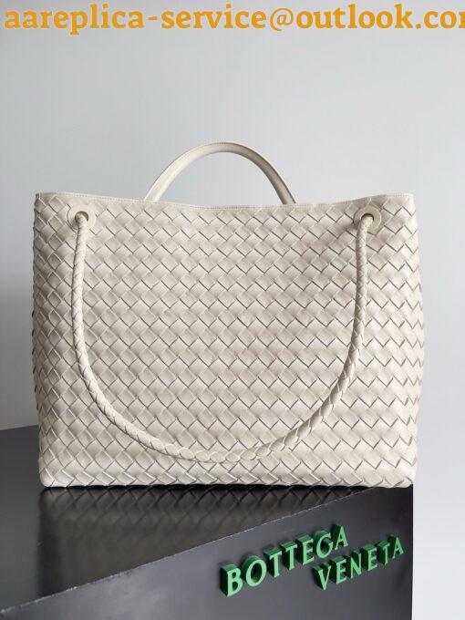 Replica Bottega Veneta Andiamo Large Bag in White Intrecciato Lambskin 6