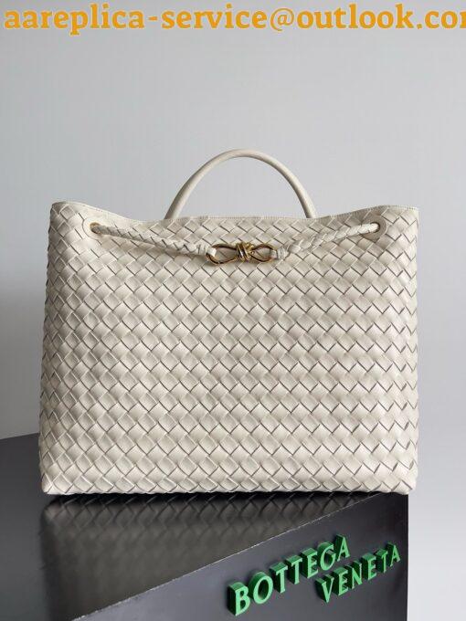 Replica Bottega Veneta Andiamo Large Bag in White Intrecciato Lambskin 10