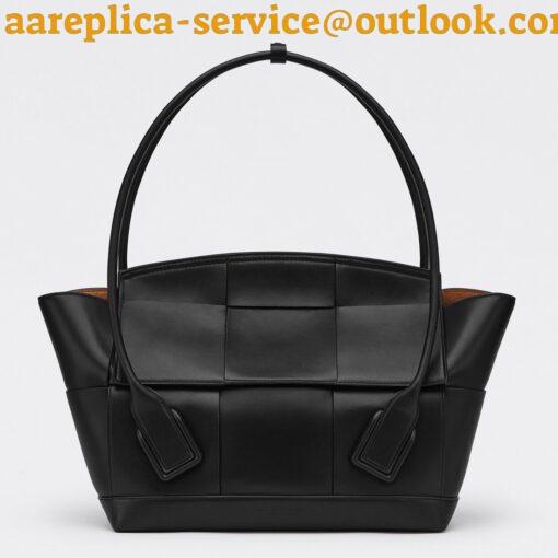 Replica Bottega Veneta Arco Medium Bag In Black Intrecciato Calfskin 5