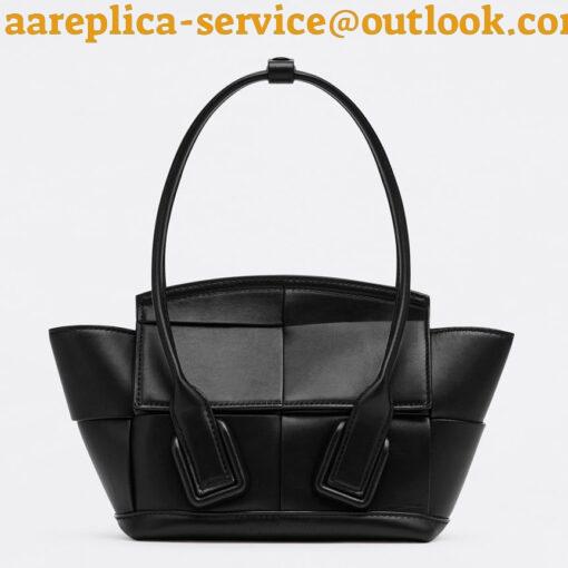 Replica Bottega Veneta Arco Mini Bag In Black Intrecciato Calfskin 3