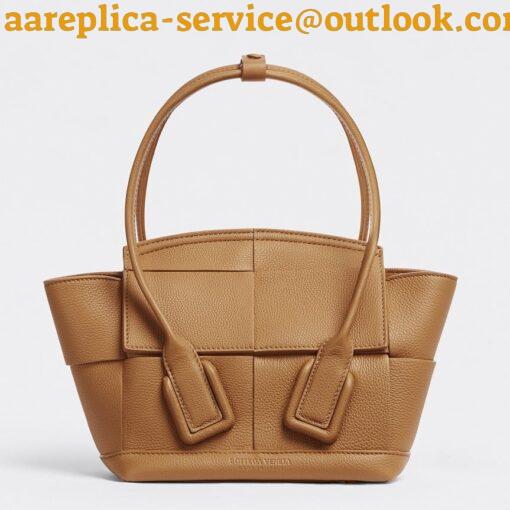 Replica Bottega Veneta Arco Mini Bag In Caramel Grained Leather