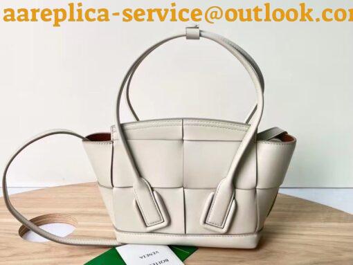 Replica Bottega Veneta Arco Mini Bag In White Intrecciato Calfskin