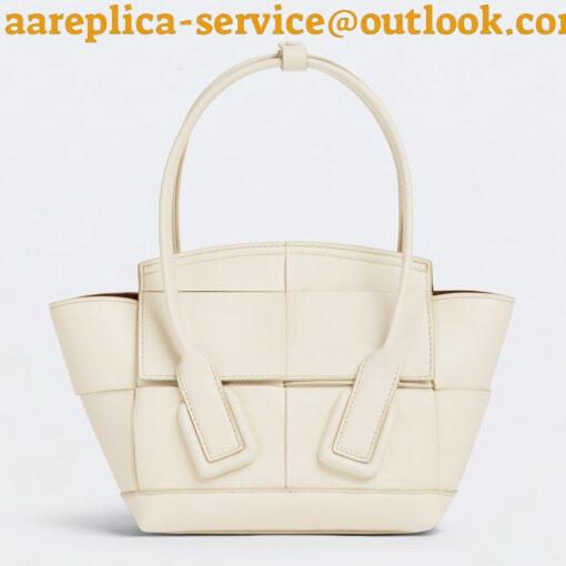 Replica Bottega Veneta Arco Mini Bag In White Intrecciato Calfskin 15