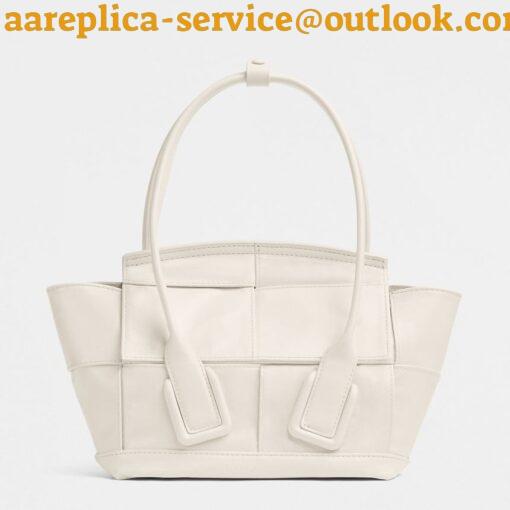 Replica Bottega Veneta Arco Mini Bag In White Intrecciato Leather