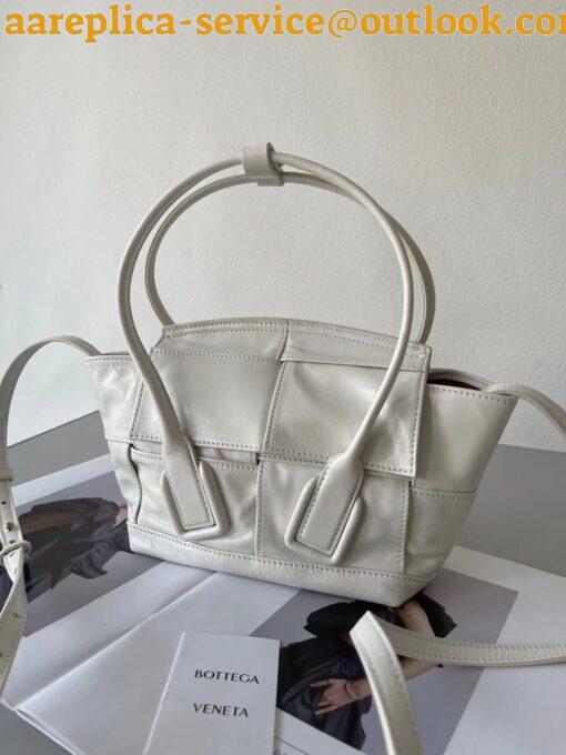 Replica Bottega Veneta Arco Mini Bag In White Intrecciato Leather 5