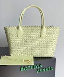 Replica Bottega Veneta Cabat Medium Bag In Lemon Intrecciato Lambskin