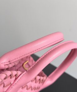 Replica Bottega Veneta Cabat Mini Bag In Pink Intrecciato Lambskin