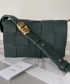 Replica Bottega Veneta Cassette Bag In Raintree Grained Intreccio Calfskin