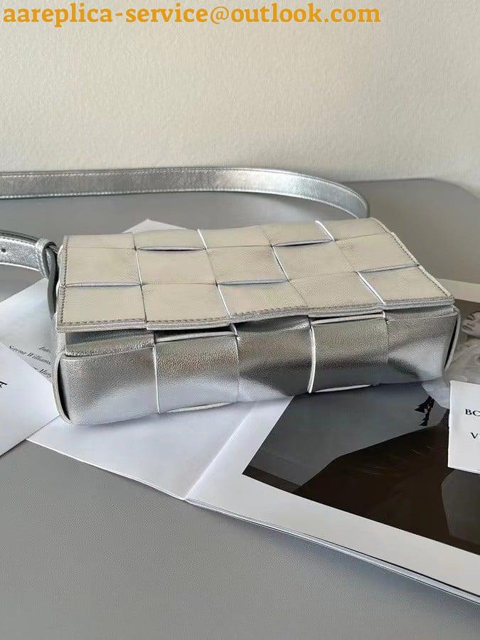 Replica Bottega Veneta Cassette Bag In Silver Intreccio Lambskin 4 Replica Bottega Veneta Cassette Bag In Silver Intreccio Lambskin 4