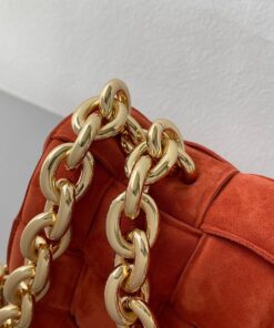 Replica Bottega Veneta Chain Cassette Bag In Maple Intrecciato Suede Calfskin