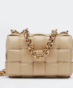 Replica Bottega Veneta Chain Cassette Bag In Porridge Intrecciato Lambskin